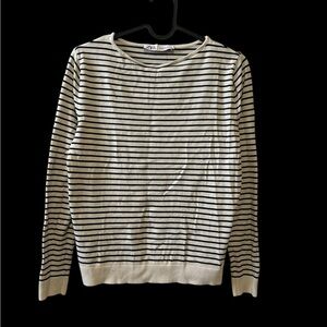 Zara cream and navy striped sweater